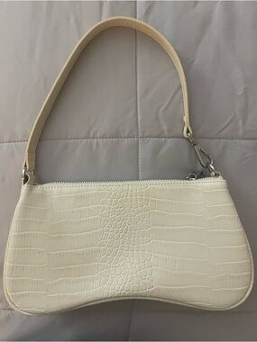 Cream Croc-Embossed vegan leather JW PEI Shoulder Bag